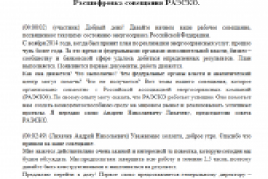 Расшифровка рабочего совещания РАЭСКО