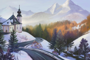 Горный пейзаж, этюд