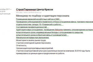 Опыт подбора персонала