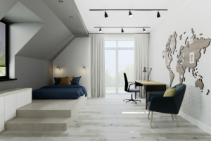 Интерьер спальни в загородном доме