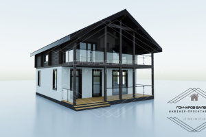 Комбинированный дом с мансардой в стиле «Шале»