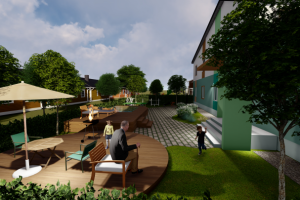 Задний двор индивидуального жилого дома