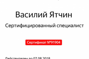 Сертификат Яндекс.Метрика