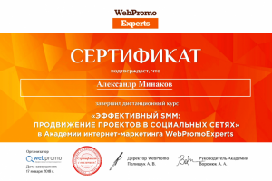 Сертификат WebPromo