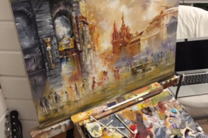 Картина маслом. Городской пейзаж