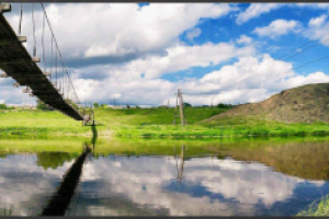 навесной мостик,через реку ЧУСОВАЯ