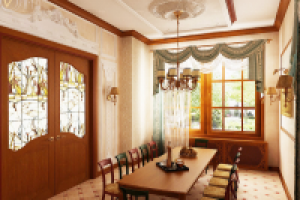 кухня на первом этаже загородного дома