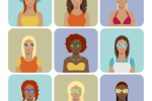 Женские аватарки в стиле флет. Вектор