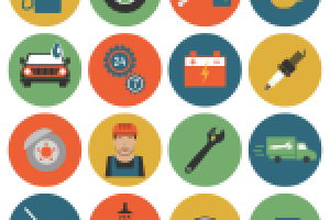 Авто иконки в стиле флет. Вектор