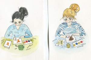 девушки рисуют