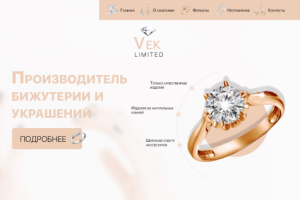 Дизайн лендинга для компании VekLimited.