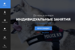 Дизайн лендинга для занятий с собаками