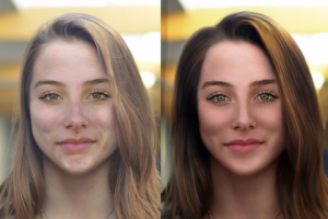 ретушь женского портрета + устранение дефектов изображения