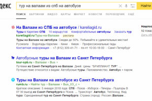 Пример объявления в выдаче: автобусные туры