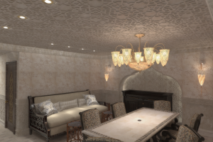 Зона отдыха в сауне "Хамам".