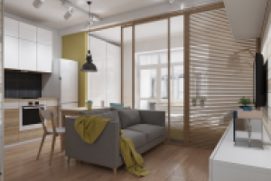 Студия 30 м2 - зона гостиной