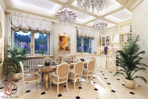 Кухня-столовая в классическом стиле. Вид 1