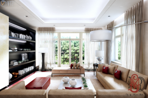 Гостиная в стиле Келли Хоппен. Вид 1. Смешанное освещение