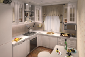 Дизайн типовой кухни с переносом мойки  в зону окна