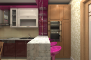 Кухня в двухкомнатной квартире - вариант со второй дверью