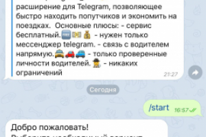 Бот для Telegram для поиска попутчиков