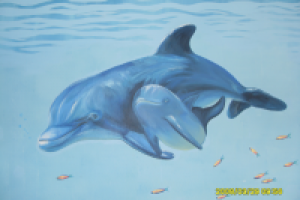 Настенная роспись "Дельфины" (акрил)