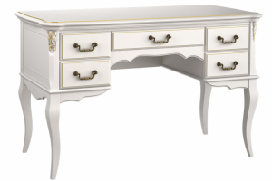 Рабочий стол 5 ящиков белая эмаль золотая патина