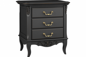 Прикроватная тумба 3 ящика черная эмаль протирка