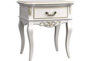 Прикроватная тумба 1 ящик белая эмаль золотая патина