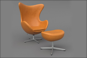 3D модель Leather Egg Chair Ottoman Arne Jacobsen