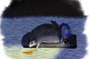 Еж-путешественник (детская иллюстрация)