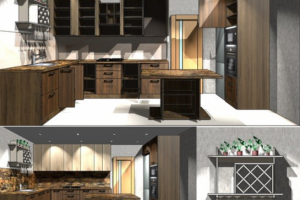 Кухня без ручек (вверх тип-он)