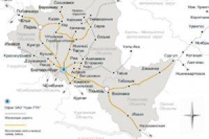 Карта Пермской и Тюменской области