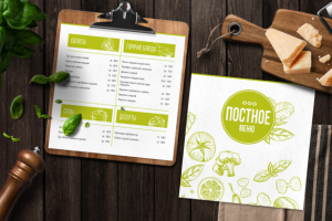 Верстка, адаптация постного меню для ресторана "Бочкари"