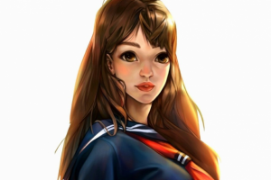 Школьница в стиле аниме