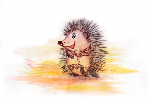 Иллюстрация для детской книги стихов. Ёжик. Акварель.