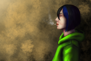 С сигаретой