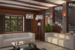 Эскиз гостиной в коттедже