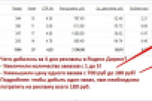 Результат настройки Яндекс Директ. Скрин №1