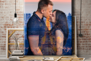 Обработка портерта в стиле Двойная Экспозиция, печать на холсте.