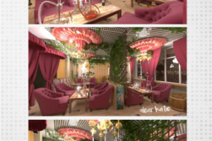 Оформление зала кафе к выставке торгового центра