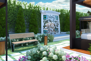 Выставочный стенд с водопадом