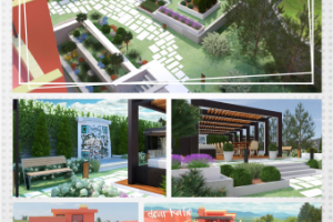 Ландшафтный дизайн  с домом в стиле модерн