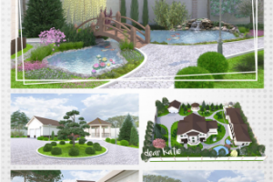 Дизайн пруда и центральной композиции участка