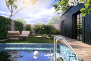 Визуализация студии. Вид с внутреннего двора