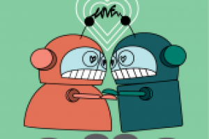 Иллюстрация "Влюбленные роботы"