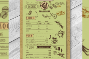 Меню кофейни