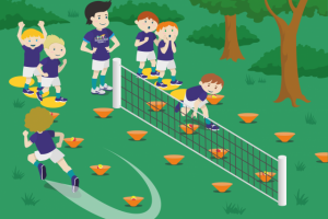 Иллюстрация-схема к упражнениям для детского тенниса. Вектор