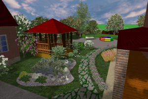 3D визуализация проекта благоустройства жилого  дома