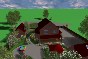 3D визуализация проекта благоустройства жилого  дома